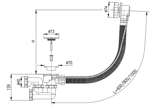 MD0471/100 Слив-перелив для ванны пластик (полуавтомат) хром RAV SLEZAK фото 2
