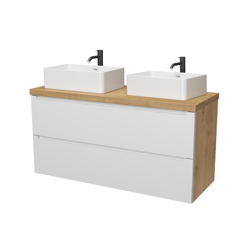 D120BD Тумба под раковину/столешницу Дион 120 Белый мат/Дуб фото 3