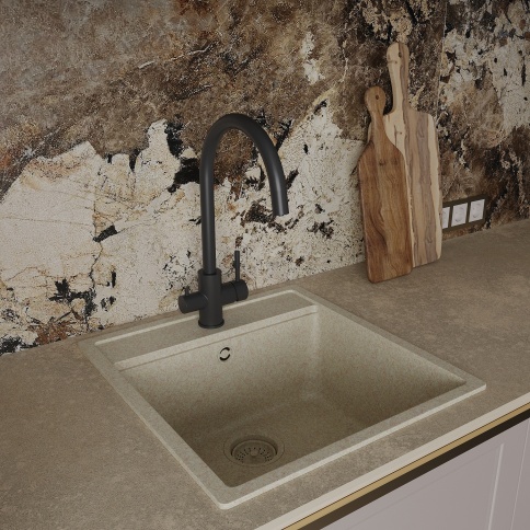 OL-458022-MB Кухонный смеситель с подключением к фильтру черный матовый OLIVEEKA фото 2