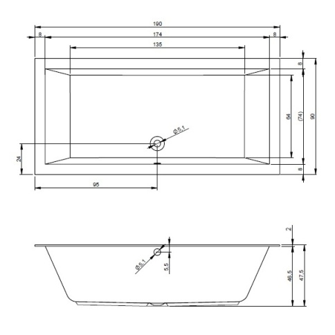 B136001005 LUGO Ванна 190x90 RIHO фото 4