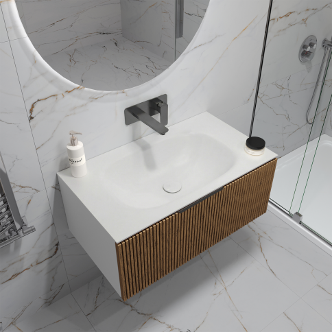 F100W Раковина накладная Solid Flow 100см (без отв. под смеситель) белый матовый OLIVEEKA фото 2