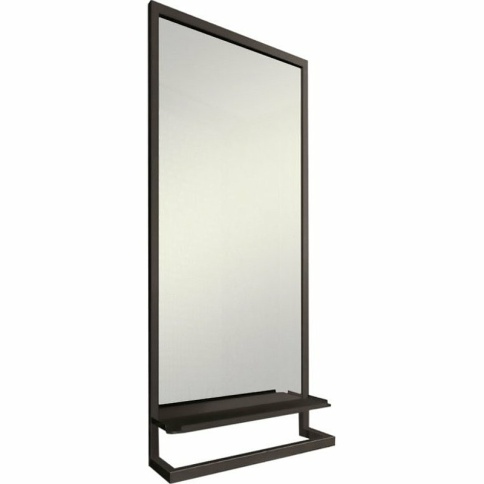 Ste.02.50/Pld/B Зеркало Steal 50 с полкой и держателем черный матовый JORNO фото 1