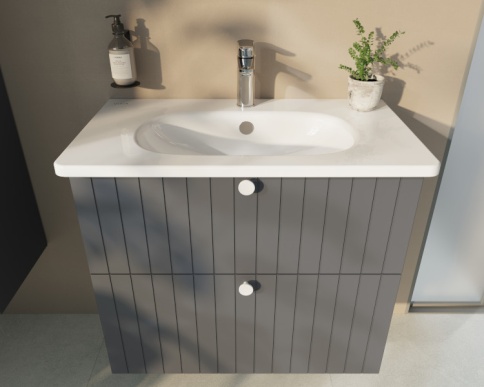 69417 Root Groove Тумба 60 см раковиной 2 ящика матовый серый VITRA фото 2