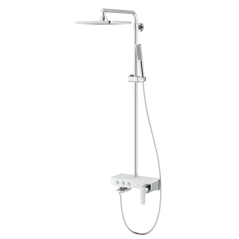 NG3501C Душевая стойка Niagara со смесителем и изливом, хром/белое стекло TESKA фото 1