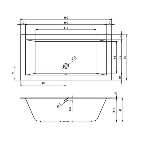 B134001005 LUGO Ванна 180x90 RIHO фото 4